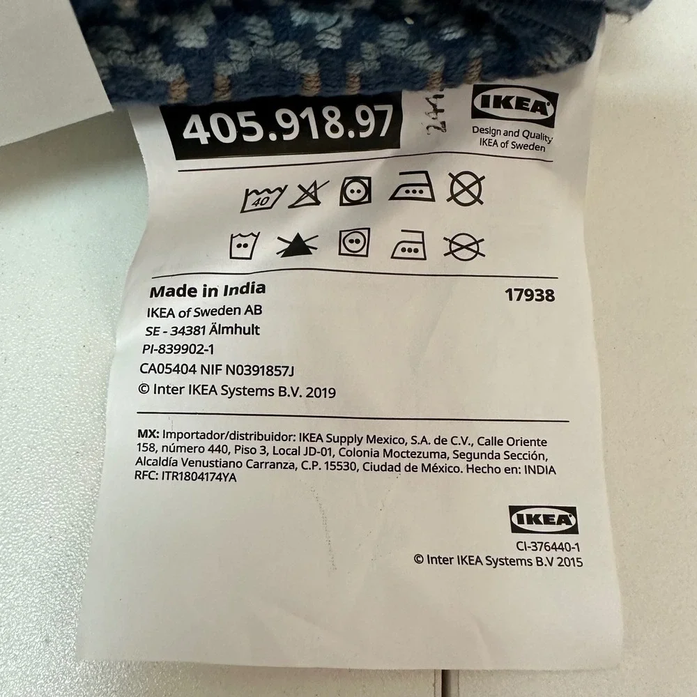 IKEA Morotsmott Cushion Cover 20x20 Blue Geometric Paulin Machado 405.918.97 NEW